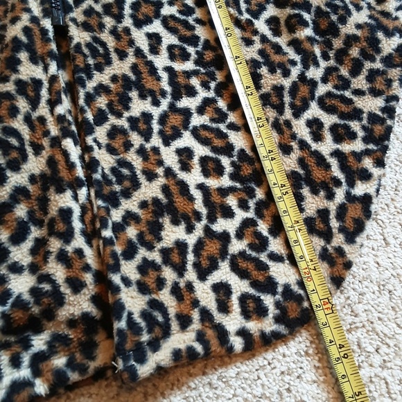 Leopard Print Full Zip Long Cozy Fleece Robe with Pockets Black Brown Tan Size S - Picture 11 of 14